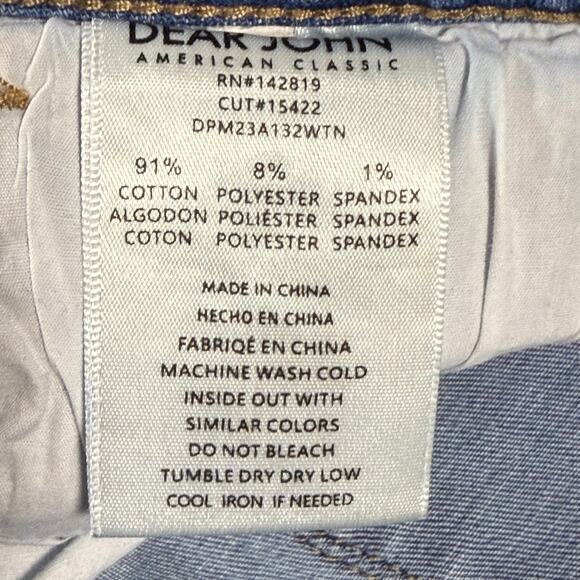 Dear John Erin Slim Straight Crop Jeans 32 Blue Distressed Paint Splatter - Picture 7 of 9